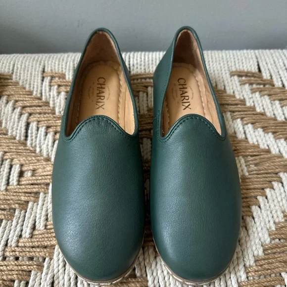 Charix Hunter Green Classic Women's Leather Loafers - Picture 5 of 10